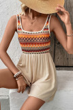 Striped Printed Sleeveless Jumpsuit Shorts