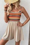Striped Printed Sleeveless Jumpsuit Shorts