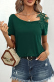 Summer Flower Lace Shoulder T-Shirt