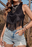 Summer Tassel Halter Neck Sleeveless Tops