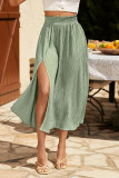 High Waisted Solid Color Split Skirt 