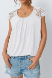 Lace Short Sleeved Round Neck Loose T-Shirt