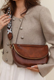 Retro Solid Color Shoulder Crossbody Bag