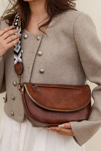 Retro Solid Color Shoulder Crossbody Bag