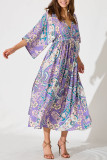 Bat Sleeve V-Neck Waist Cinched Dress