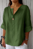 Large Size V-Neck Button Loose T-Shirt
