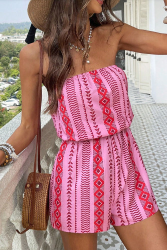 Summer Printed Sleeveless Strapless Jumpsuit