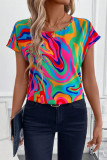 Round Neck Short Sleeved Printed T-Shirt