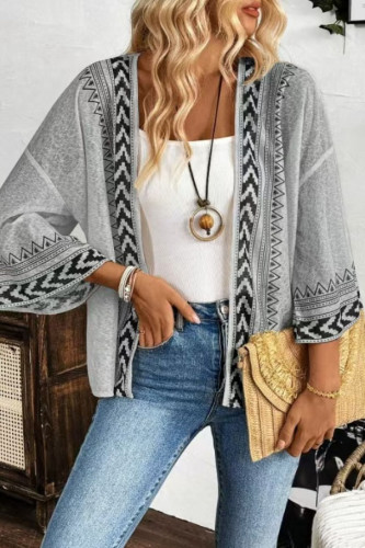 Summer Printed Flared Sleeve Cardigan