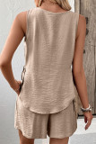 Solid Color Sleeveless Shirt Shorts Two-Piece Set
