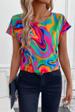 Round Neck Short Sleeved Printed T-Shirt