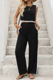 Lace Sleeveless Vest Pants Two-Piece Set