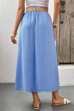 High Waisted Button Pocket Skirt With Waist Belt