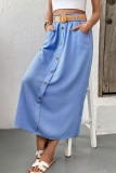 High Waisted Button Pocket Skirt With Waist Belt