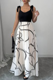 Printed V-Neck Patchwork Sleeveless Dress