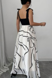 Printed V-Neck Patchwork Sleeveless Dress