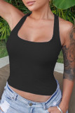 Solid Color Square Neck Sleeveless I-Shaped Vest