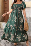 Retro Double-Layer Ruffled Sleeve Square Neck Dress