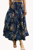 Elastic High Waisted Printed Pocket Skirt