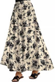 Elastic High Waisted Printed Pocket Skirt