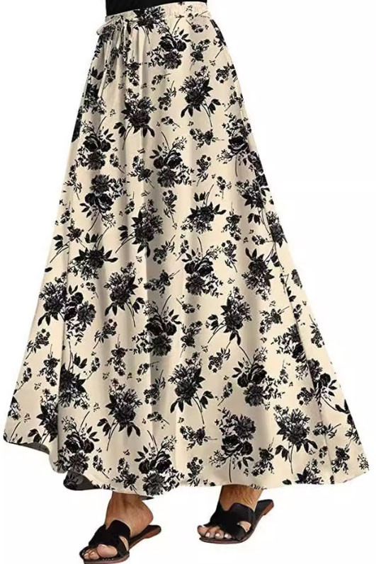 Elastic High Waisted Printed Pocket Skirt
