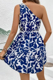 Printed Sleeveless Sloping Shoulder Dress