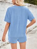 Round Neck Short Sleeved T-Shirt Shorts Two-Piece Set