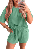 Round Neck Short Sleeved T-Shirt Shorts Two-Piece Set