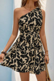 Printed Sleeveless Sloping Shoulder Dress