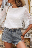 Swiss Dot Ruffled Short Sleeved T-Shirt