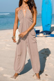 Summer V-Neck Sleeveless Pleated Jumpsuit