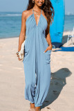 Summer V-Neck Sleeveless Pleated Jumpsuit