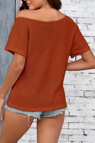 Waffle Solid Color Short Sleeved T-Shirt