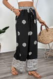 Ethnic Style Printed Elastic Waist Straight Leg Pants