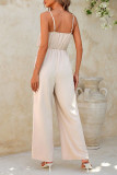 Solid Color Sleeveless Ruffle Edge Camisole Jumpsuit