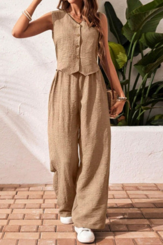 V-Neck Vest Long Pants Two-Piece Set