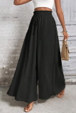 Elastic High Waisted Lace Up Wide Leg Pants