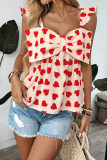 Summer Love Bow Ruffled Short Sleeved Shirt