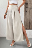 Solid Color High Waisted Wide Leg Pants