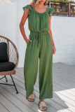 Folded Square Neck Ruffle Sleeve Jumpsuit