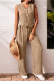 V-Neck Vest Long Pants Two-Piece Set