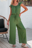 Folded Square Neck Ruffle Sleeve Jumpsuit
