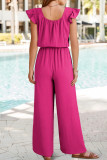 Folded Square Neck Ruffle Sleeve Jumpsuit