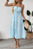 Vacation Style Square Neck Striped Camisole Dress
