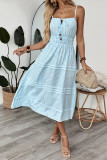 Vacation Style Square Neck Striped Camisole Dress