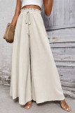 Elastic High Waisted Lace Up Wide Leg Pants