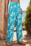 Vacation Style Printed Elastic Waist Wide Leg Pants
