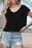 V-Neck Hollow Breathable Short Sleeved Shirt