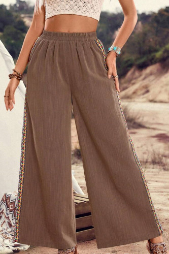 Ethnic Style High Waisted Loose Wide Leg Pants