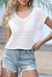 V-Neck Hollow Breathable Short Sleeved Shirt